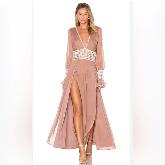 For Love And Lemons | Dresses | For Love And Lemons Onion Pink Tiered Dual  Slit Celine Goddess Gown | Poshmark